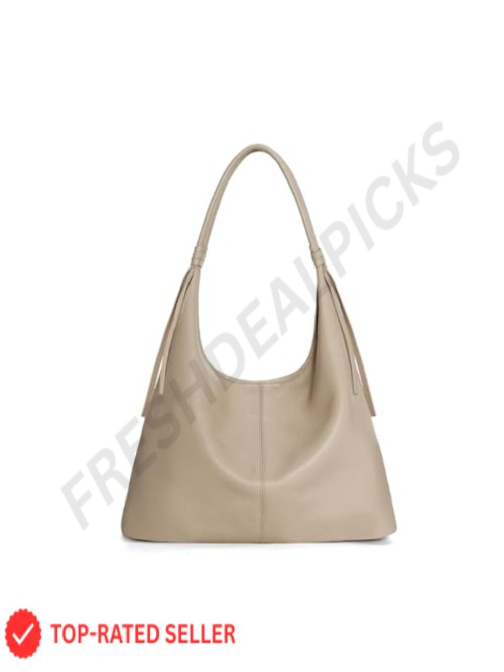 Genuine Leather Slouchy Hobo Bag with Tassel Magnetic Closure